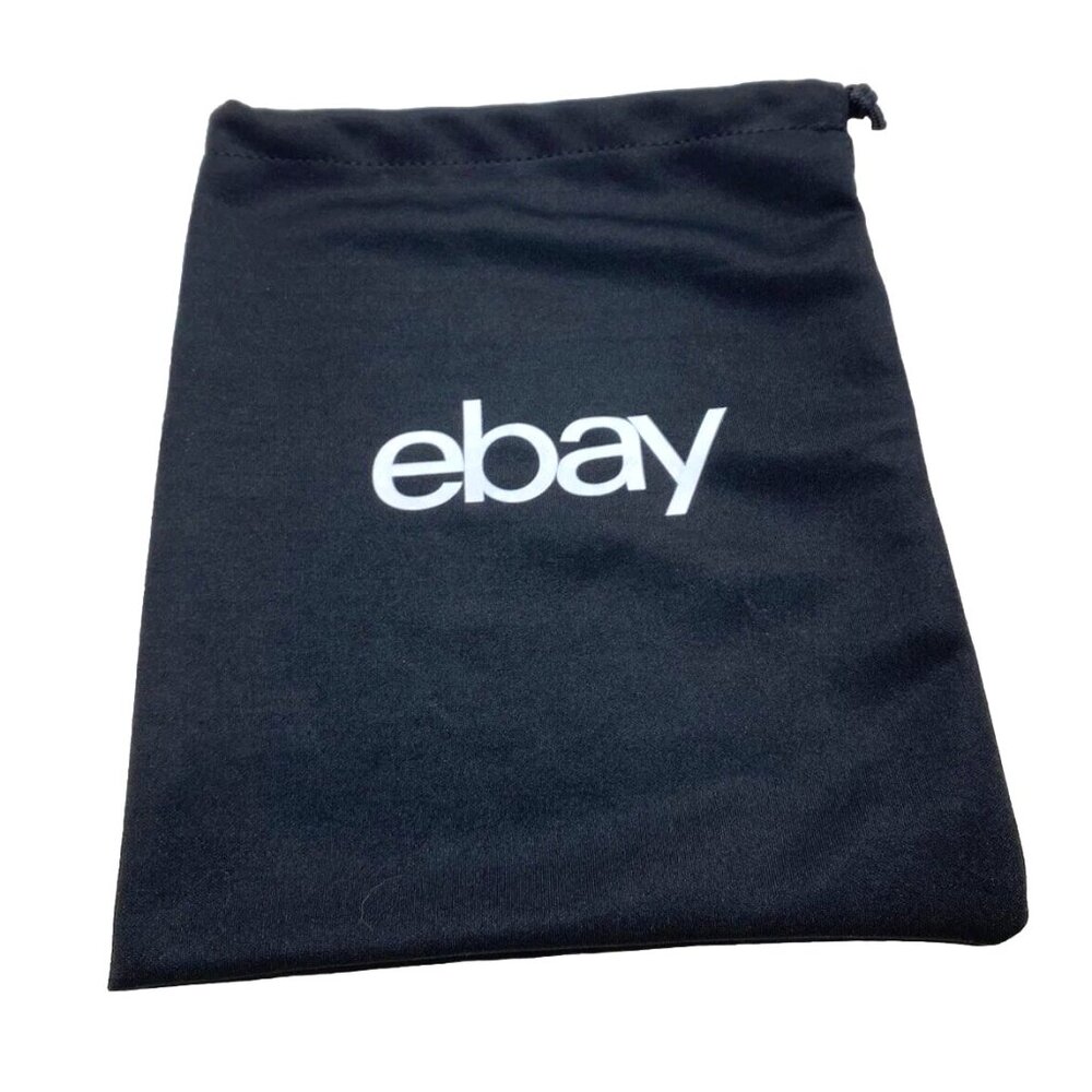 Ebay Reusable Black Drawstring Bag EBay Logo Material Pouch Bag, Black White New